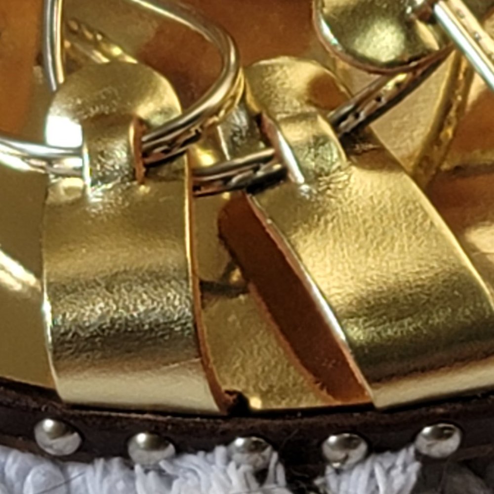 J. Crew Studded Gladiator Sandal Gold Leather.SALE!Was 60 Reduced to $45 - Picture 2 of 9